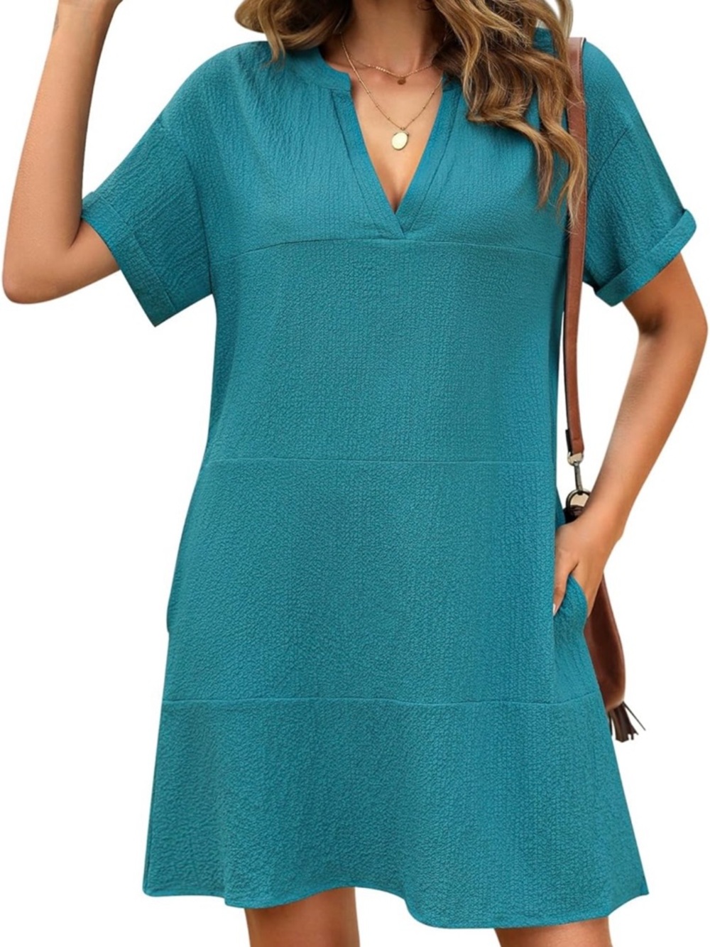 NWT Teal Textured V-Neck Shift Dress / Coverup Size XXL